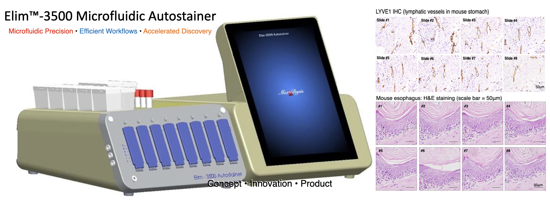 Elim™-3500 is a compact, fully automated tabletop autostainer